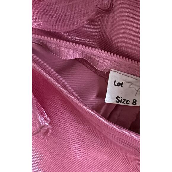 Union Made 70s 80s Southern Belle Dress w/Matching Hat Pink Ruffles & Lace - Picture 12 of 13